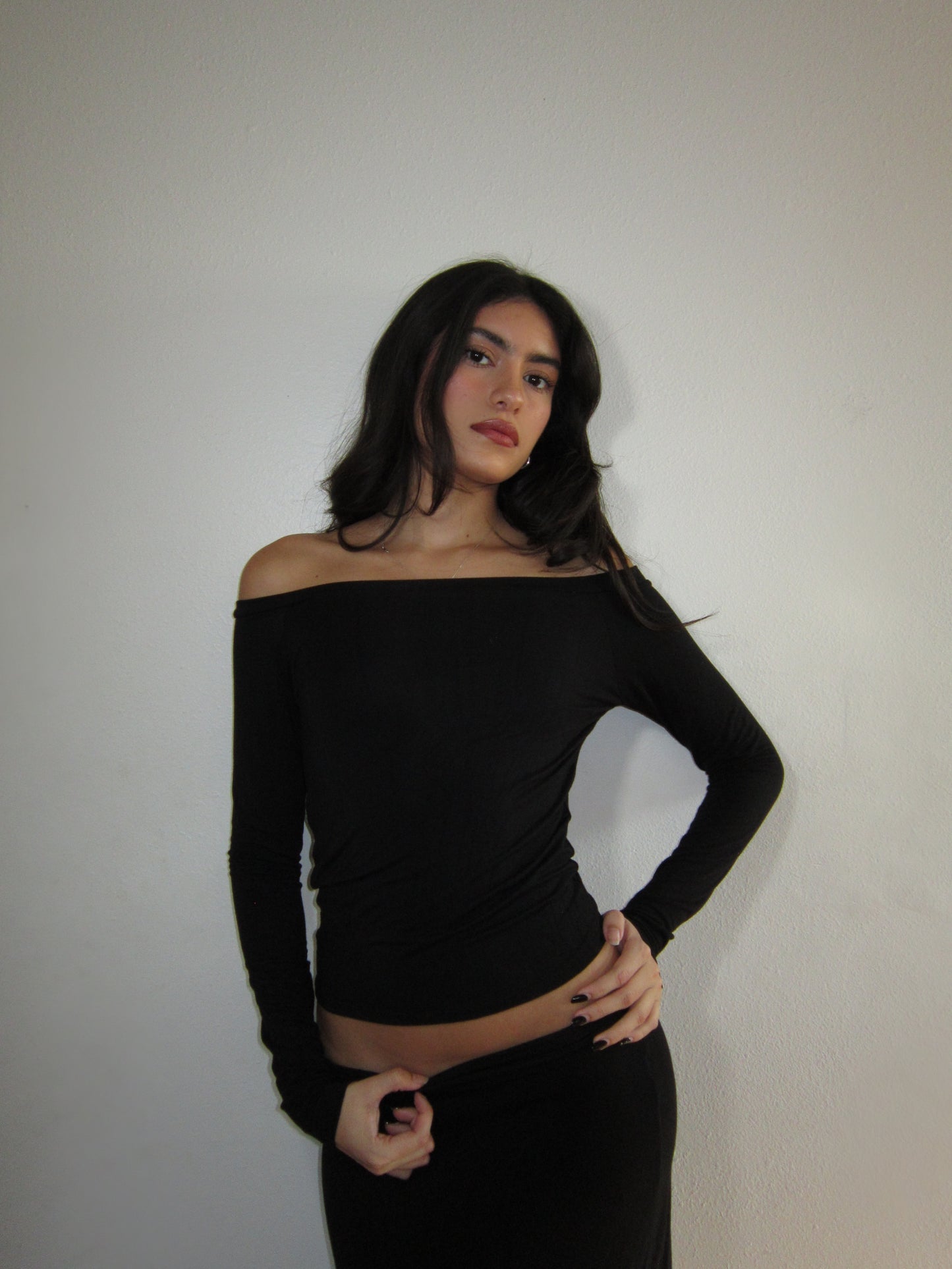 the julie long sleeve top // black