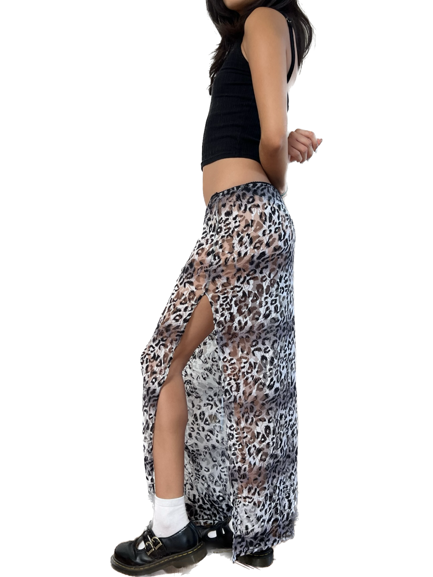 the emma maxi skirt // b&w leopard