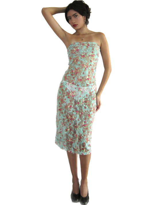 the ava midi dress // turquoise floral