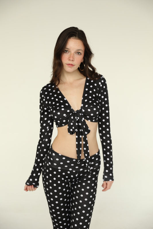 the primadonna long sleeve // black polka dot