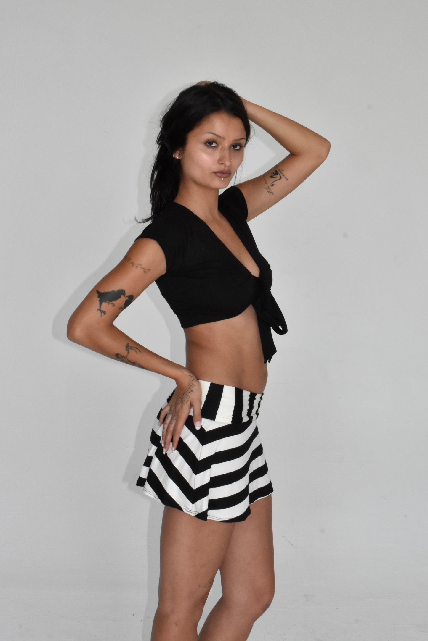 the stella mini skort // b&w stripe