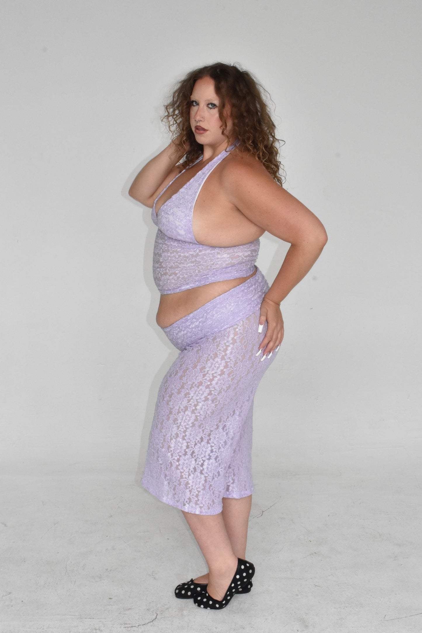 the sara halter top // lilac