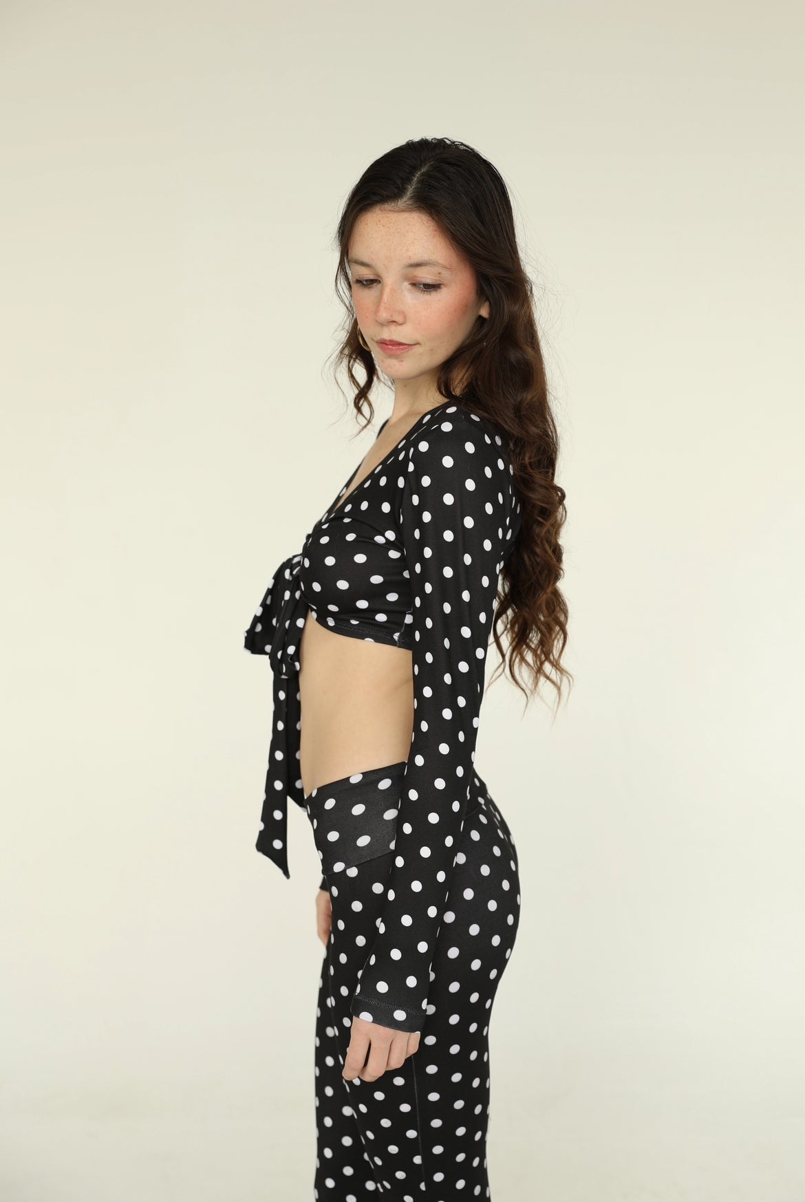 the primadonna long sleeve // black polka dot